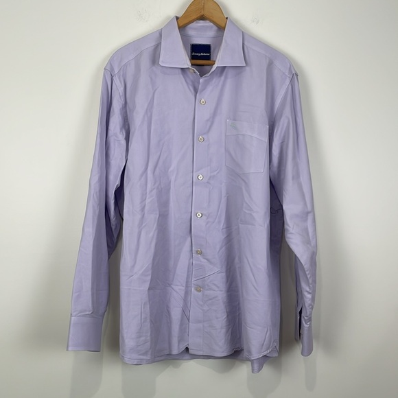 Tommy Bahama Dress Shirt Large Silk Blend Lilac Button Down - Picture 4 of 8